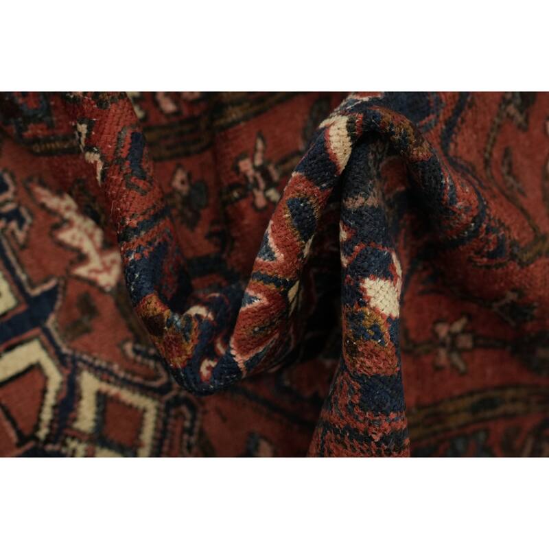 Hand Knotted Oriental 100% Wool Carpet Traditional Tribal Red Heriz Runner Rug - 10' 3'' X 3' 3''