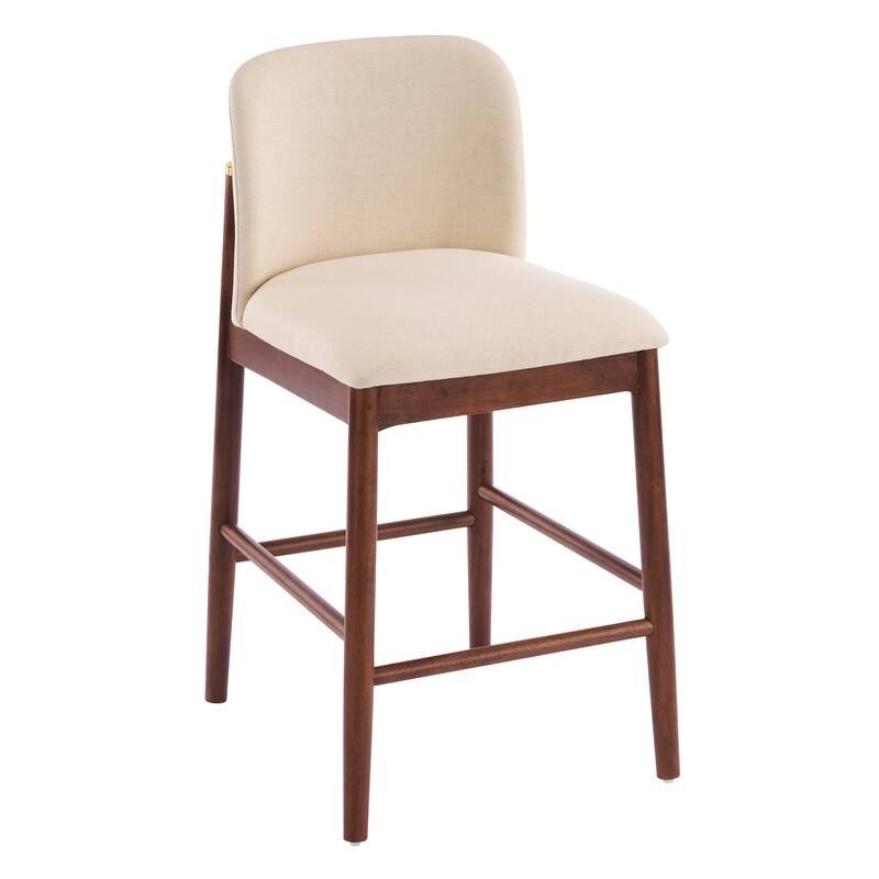 Christopher Knight Home - Lois Modern Upholstered Solid Rubberwood Counter Stool Set - Bar Chairs with Ergonomic Backrest