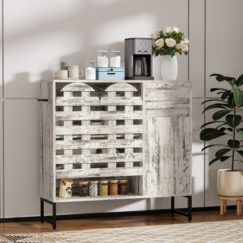 44.3"Sideboard Cabinet With Storage,Coffee Bar Console Table With Storage,Storage Cabinet With Arched Lattice Doors And Drawer