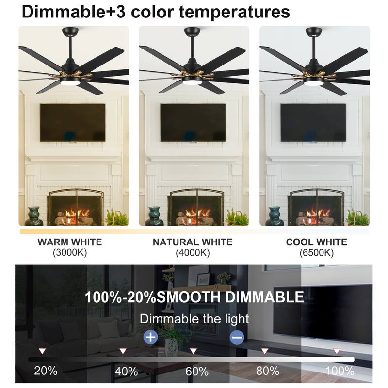 YUHAO 72 Inch Windmill Antique Black Industrial Wooden Large Ceiling Fans With LED Lights and Remote Control