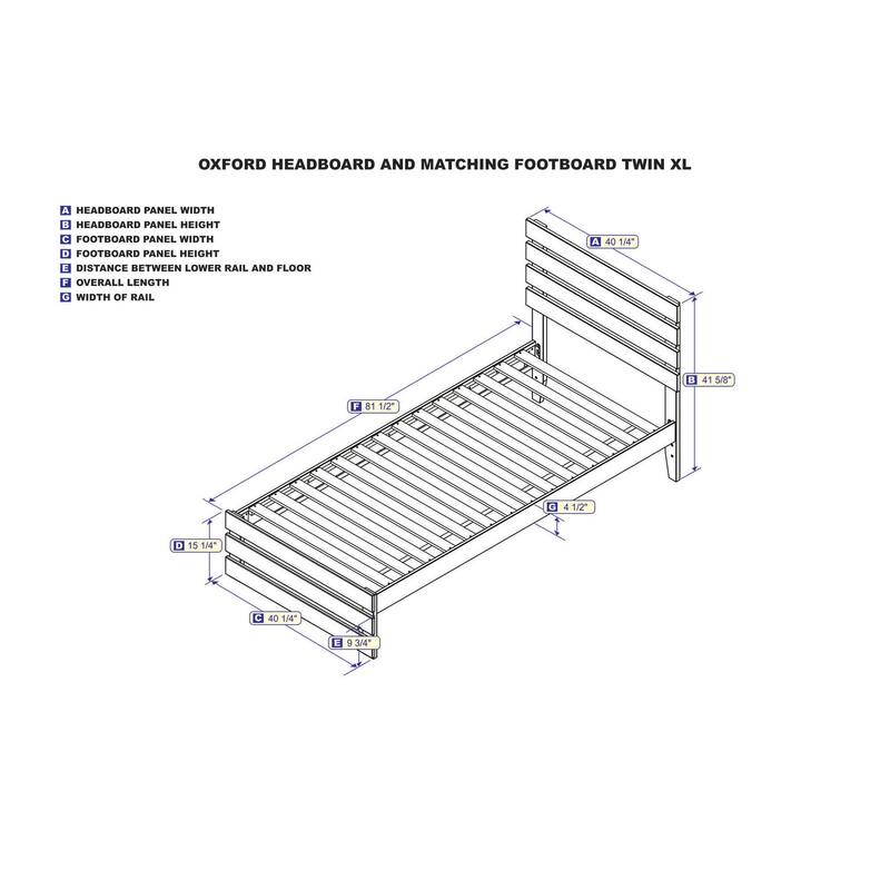Modern Twin XL Bed with Footboard & USB Charger - Grey Solid Wood Platform Bed - 41.38"H