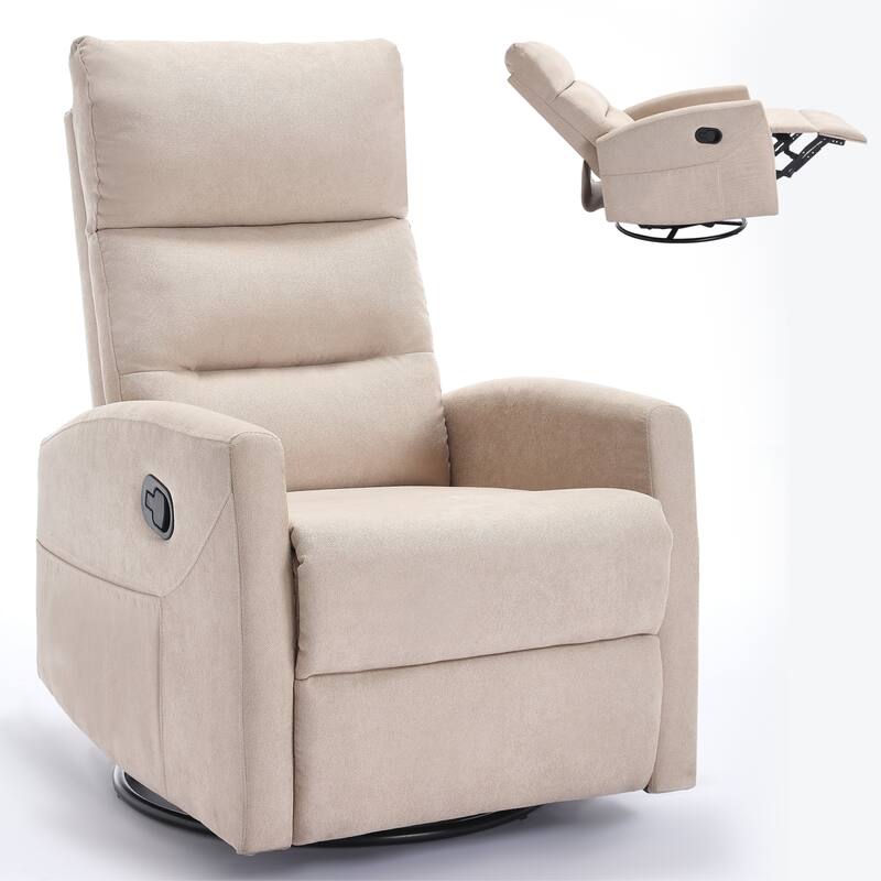 Roomfitters Swivel Rocker Recliner Chair Manual 360 Degree Glider Lounge Sofa Padded Fabric Armchair for Living Room