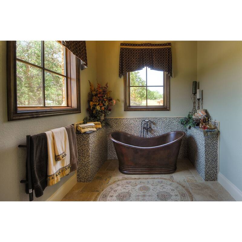 67-in Hammered Copper Double Slipper Bathtub in Oil Rubbed Bronze (BTD67DB)