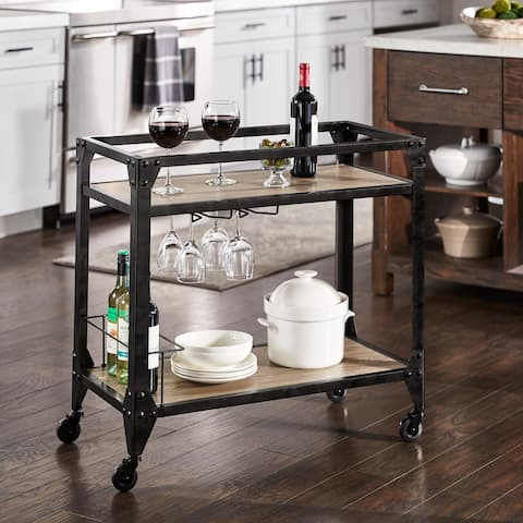 Metropolitan Charcoal Metal and Wood Bar Cart by iNSPIRE Q Artisan
