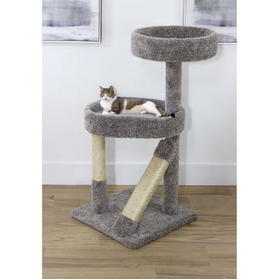 41" Compact Cat Scratching Tree with Carpeted Platforms and Natural Sisal Rope Post for Positive Scratching Behaviors