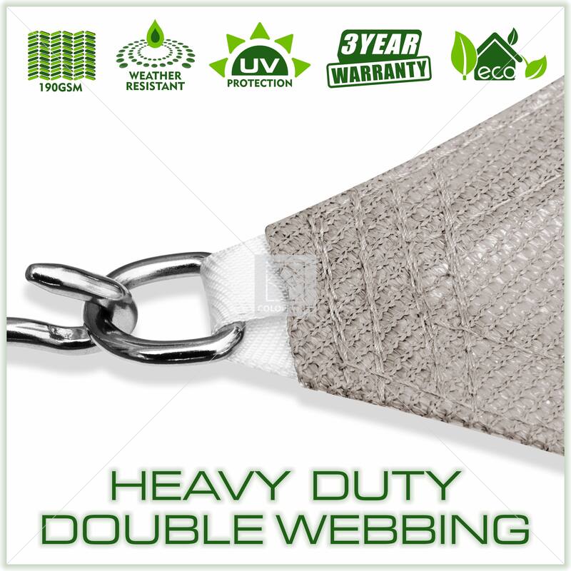 ColourTreeUSA Right Triangle Sun Shade Sail HDPE Mesh Fabric Screen Canopy UV Block 190 GSM