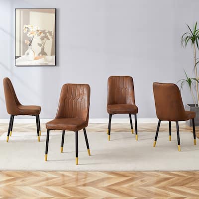 Suede-like Velvet Dining Chair Set (Four-Pack)Black Metal legs,dinning chairs