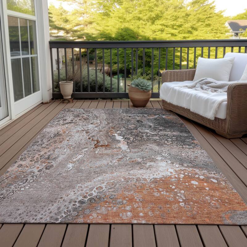Machine Washable Indoor/ Outdoor Chantille Modern Abstract Rug