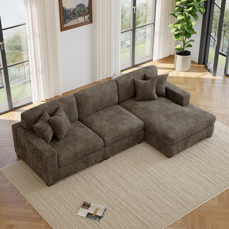 Oversized Modern Chenille Modular Sectional Sofa with Chaise