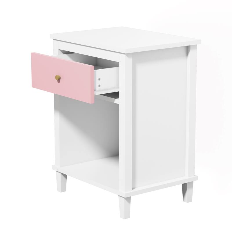 Modern Minimalist Nightstand with One Drawer One Shelf