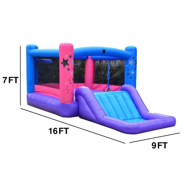 JumpOrange Dream Girl Commercial Grade Inflatable Bounce House Water Slide with Splash Pool for Kids (with Air Blower)