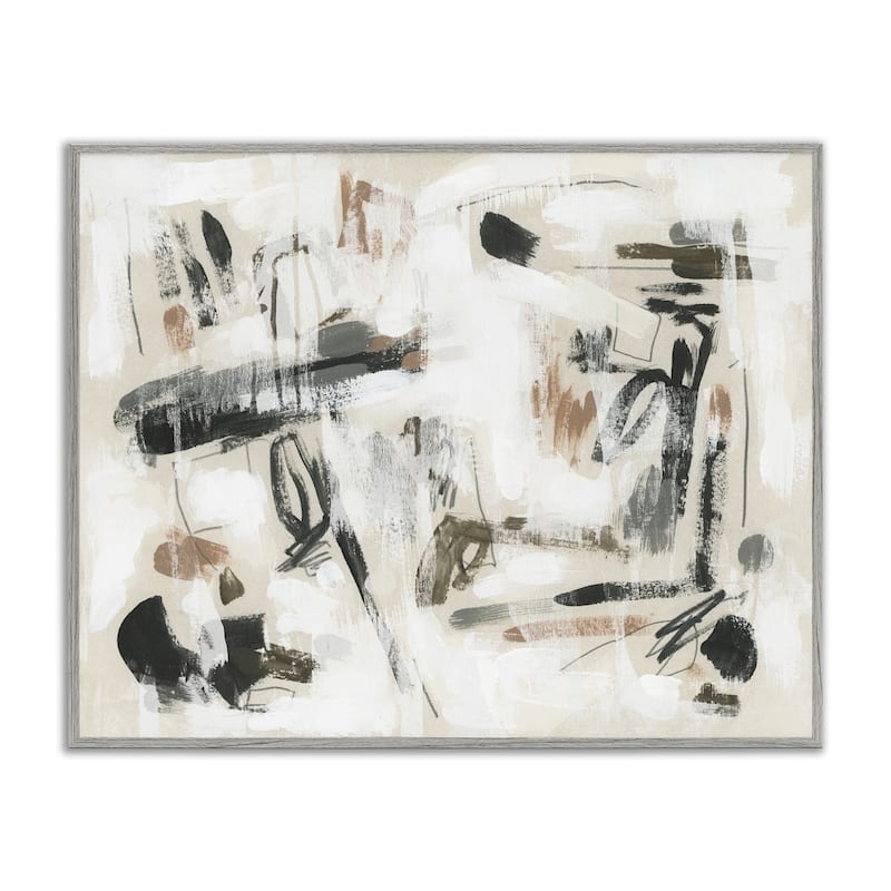 Stupell Subtle Abstract Brush Strokes Framed Giclee Art Design By June Erica Vess - 30 x 24 - Grey