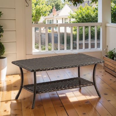 Patio PE Rattan Coffee Table - Brown