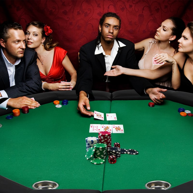 AVAWING 8 Players Game Poker Table Casino Leisure