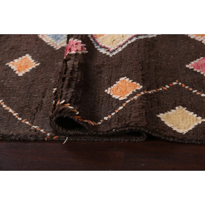 Tribal Oriental Geometric Moroccan Area Rug Hand-knotted Wool Carpet - 6'10" x 10'10"