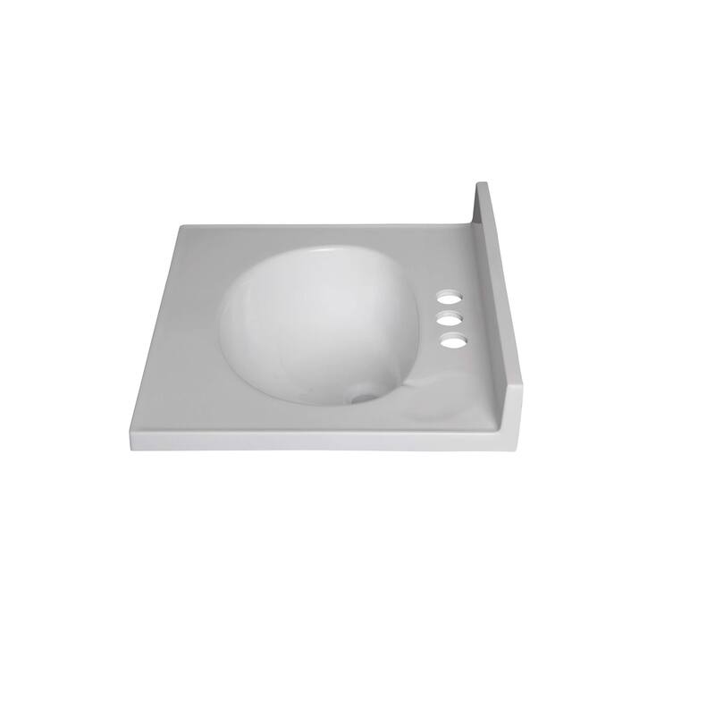 Fine Fixtures White Cultured Marble Top With Integrated Sink, 4" Backsplash and Overflow Included.