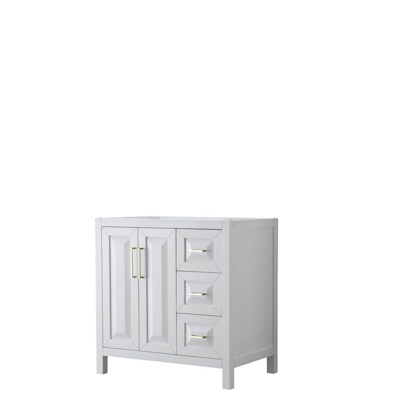 Daria 36-inch Single Vanity, No Top, No Mirror - White, Gold Trim, No Top
