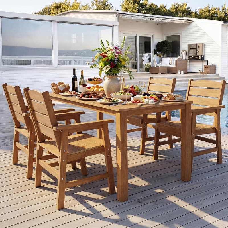 WINSOON 5-Piece HIPS All Weather Outdoor Patio Dining Sets 1-Tables and 4-Chairs