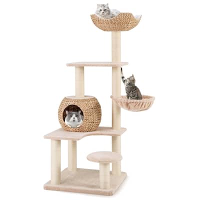 Costway 59" Cattail Cat Tower with Sisal Scratching Posts Perch Condo - See Details
