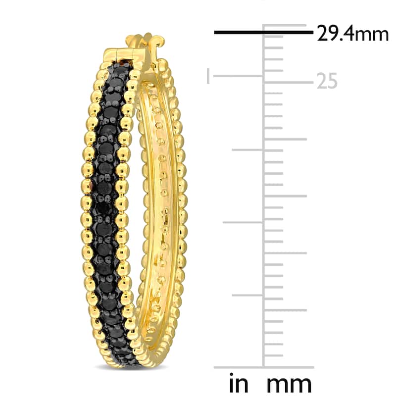 Miadora 5/8ct TDW Black Diamond Large Hoop Earrings 14k Yellow Gold