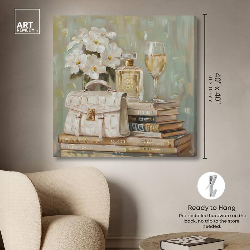 Sage Green Glam Canvas by Art Remedy, Gallery Wrapped