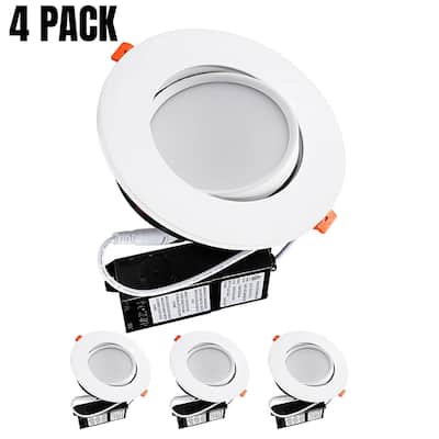 4 Pack 13.5W 6 Inch Dimmable Slim Gimbal LED Recessed Light, CRI90
