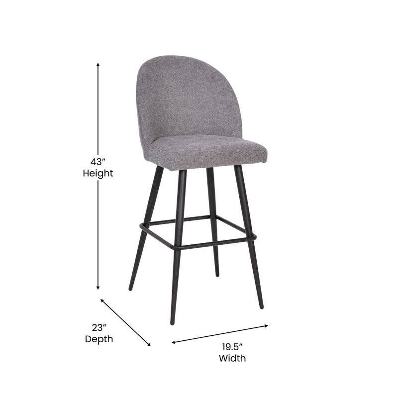 Modern Upholstered Barstools with Footrest and Steel Frame (Set of 2)