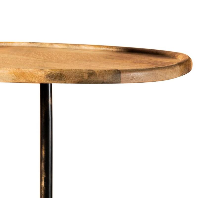 23.5 in. Brown and White Round Faux Marble End Table, Sturdy Build End Side Table for Living Rooms