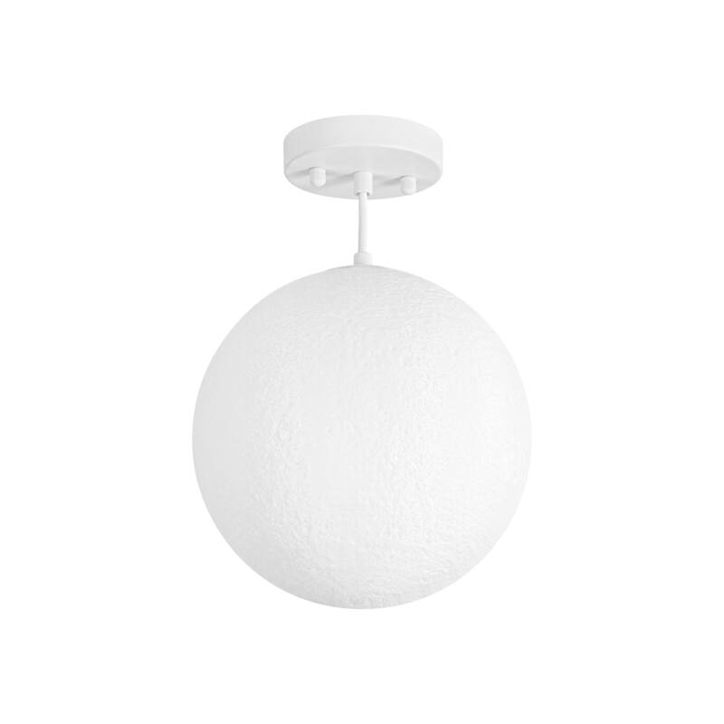 1-Light Modern 3D Printed Moon White Pendant Light for Kids' Room - 9.8 in. W x 9.8 in. H