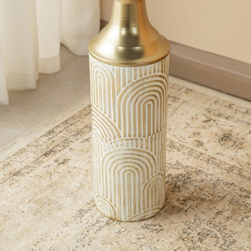 Glitzhome Set of 2 Modern White Black and Gold Metal Floor Vases Fall Thanksgiving Gifts