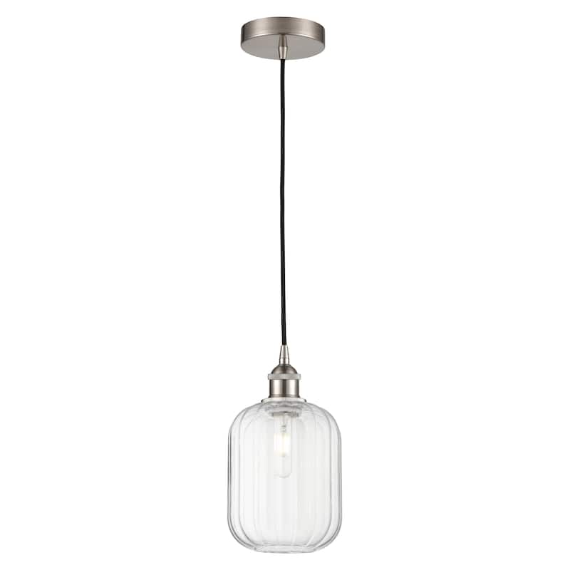 Innovations Lighting Endless Possibilities Edison - Preston - 1 Light 7" Jar Shade Cord Hung Mini Pendant - Clear/Brushed Satin Nickel