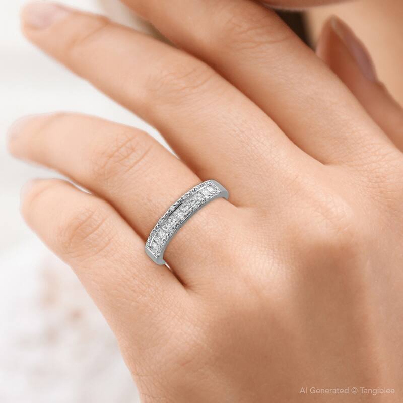 1/2ct Princess Cut Diamond Wedding Ring White Gold