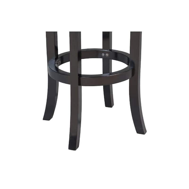 29 Inch Rubberwood Frame Swivel Counter Height Stool with Black Faux Leather Seat and Nailhead Trim - 20"W x 29.75"H x 20"D