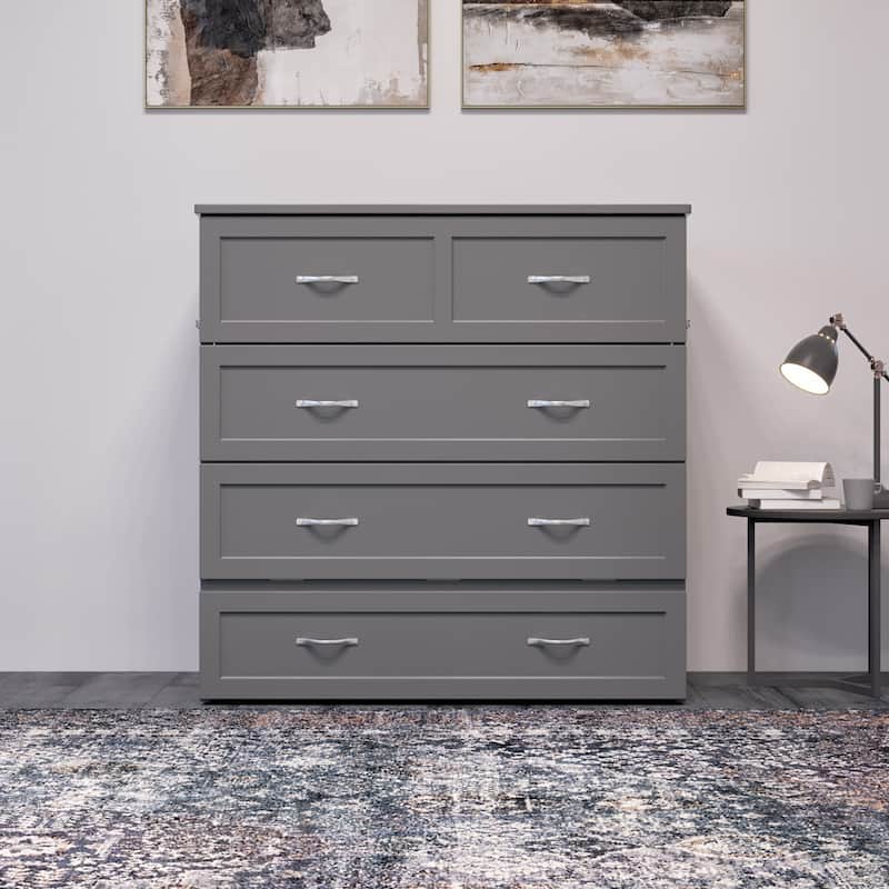 AFI Northfield Murphy Bed Chest with 6" Mattress, Storage Drawer & Built-In Charger