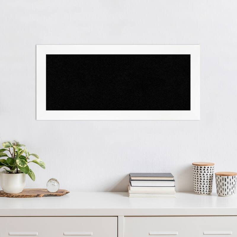 Cabinet White Narrow Framed Black Corkboard Bulletin Board