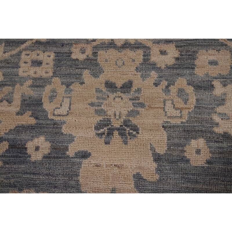 Blue Oushak Vegetable Dye Area Rug Handmade Wool Carpet - 8'0" x 9'10"