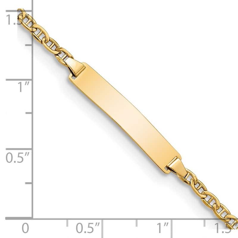 Curata 14k Yellow Gold 4.5mm Semi Solid Mariner Anchor ID Bracelet Options: 7" 8"