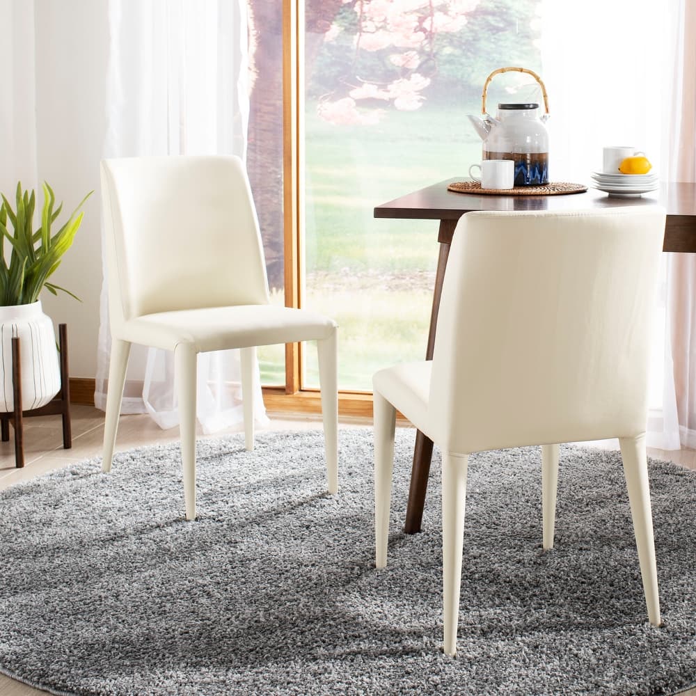 SAFAVIEH Shirlee Mid-Century Dining White Dining Chair (Set of 2) - 22.5" x 17.4" x 33.5" - 23Wx17Dx34H