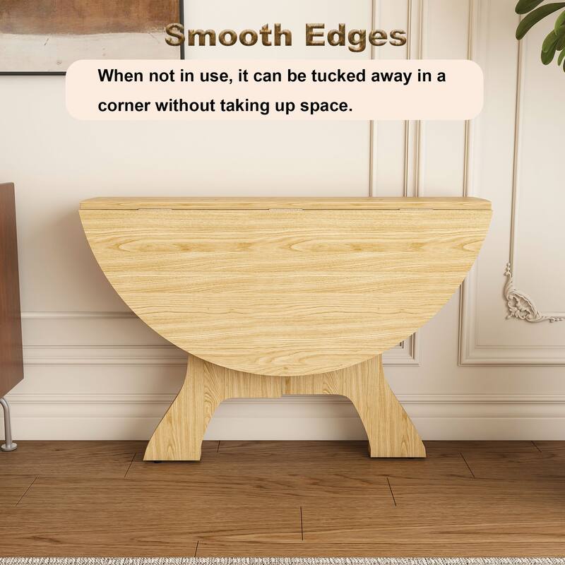 Roomfitters 43 Inch Folding Dining Table for Small Spaces, Space Saving Drop Leaf Kitchen Table
