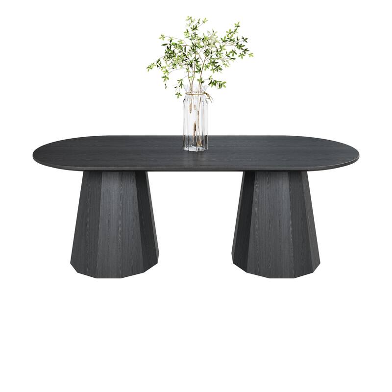 86" Double Pedestal Solid Wood Dining Table