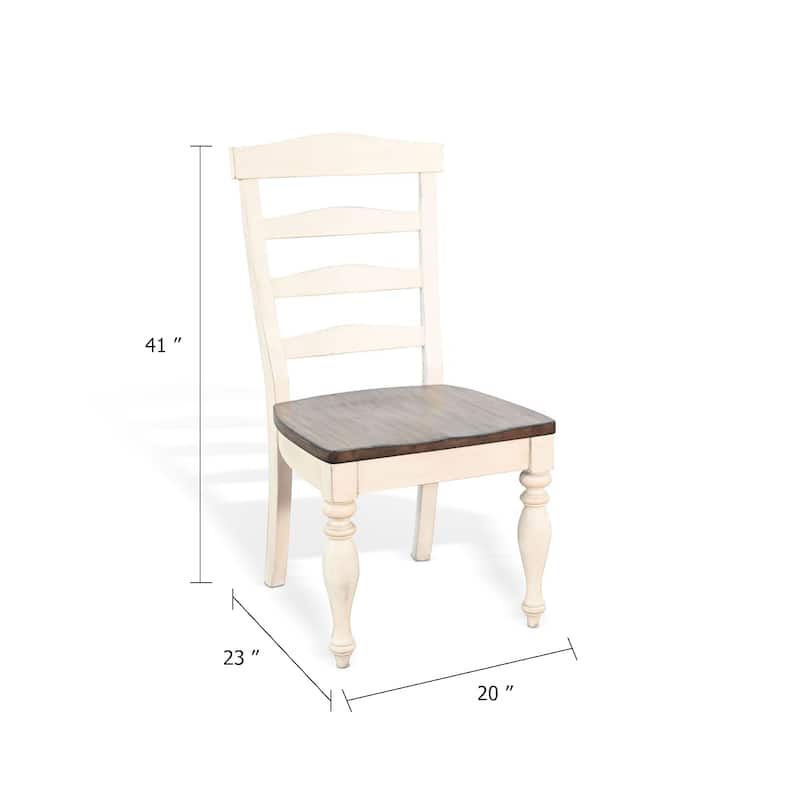 Dean Dining Chair Set of 2, Ladder Back, Dark Brown, White Solid Wood