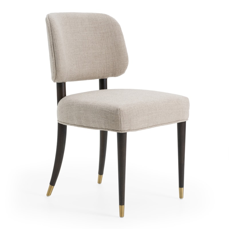 Modrest Kathy Modern Beige Fabric & Oak Dining Side Chair (Set of 2)
