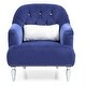 preview thumbnail 2 of 2, Jeweled Tufted Upholstered Velvet Accent Chair with Throw Pillow - 37" - Blue