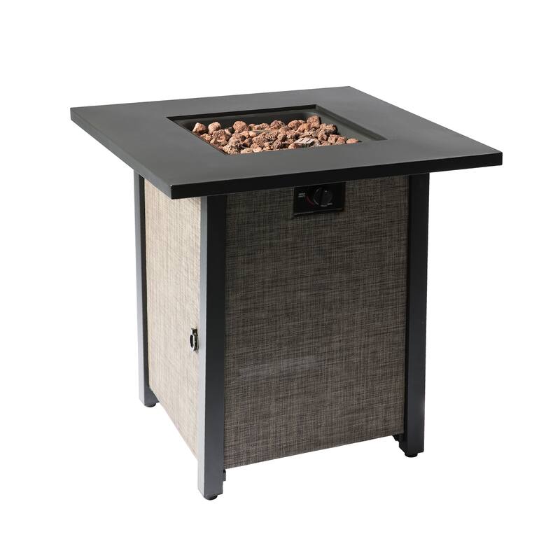 Teamson Home Outdoor 28" Propane Gas Fire Pit with Woven Textilene Base, Beige