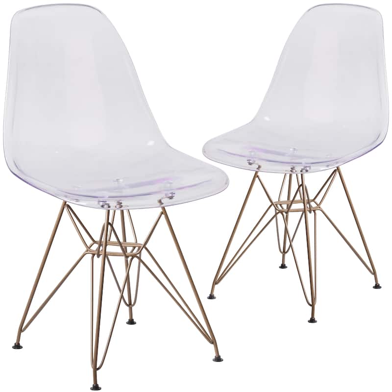 Clear and Gold Metal Eiffel Chair (Set of 2)