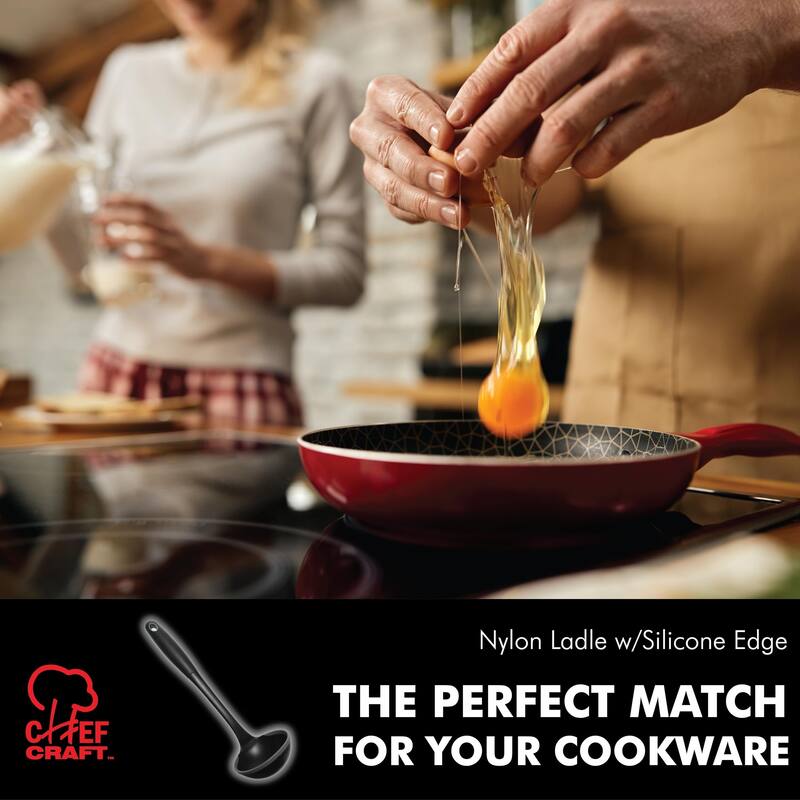 Chef Craft 12-inch Nylon Serving Ladle with Silicone Edge