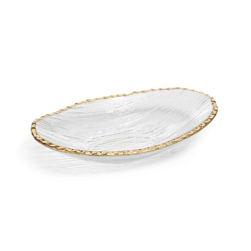 Cassiel Clear Bowls with Jagged Gold Rim, Set of 3 - Large