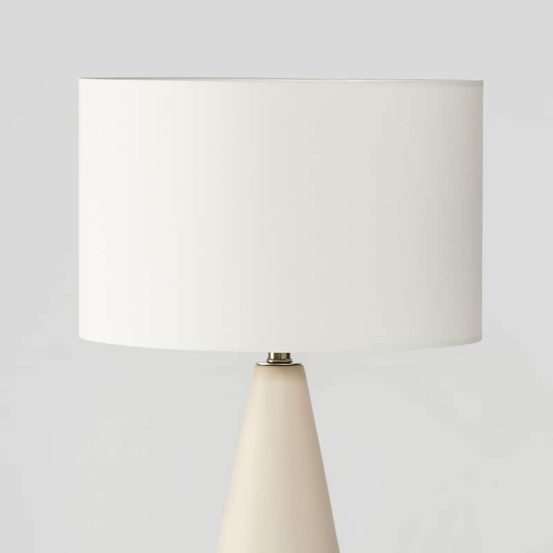 Brightech Nathaniel 20 in. Modern Super Bright LED Standard Table Lamp with Sleek Beige Fabric Drum Shade