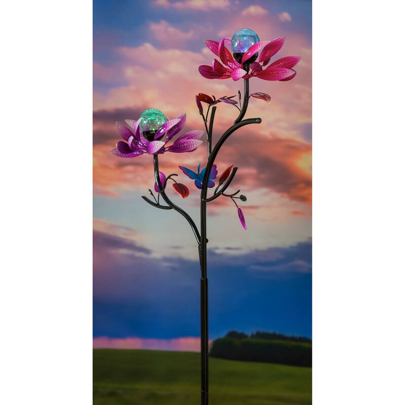92 in. Spinning Flowers Solar Wind Spinner