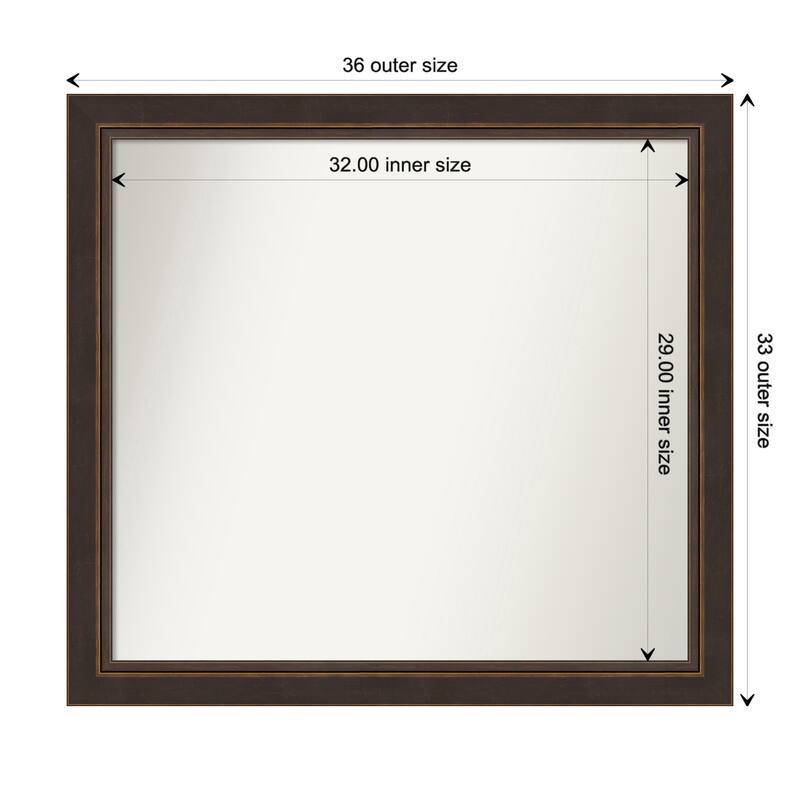 Lara Bronze Framed Non-Beveled Custom Wall Mirror, Bathroom Vanity Mirror - Outer Size: 36.5 x 33.5